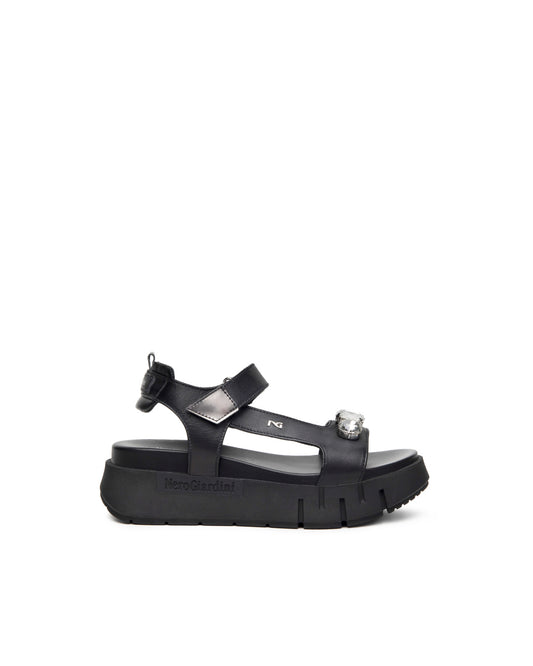 Art. E410707D-100 Women’s Leather and Technical Fabric Sandals