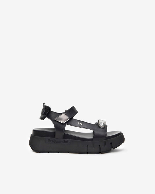 Art. E410707D-100 Women’s Leather and Technical Fabric Sandals