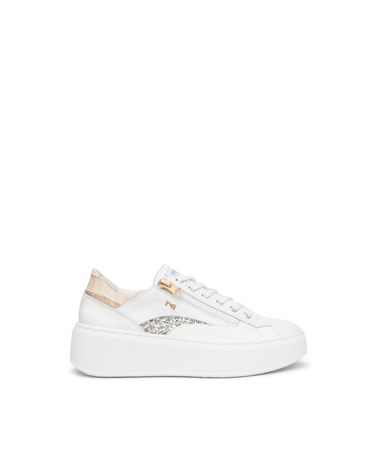 Art. E512910D-707 Sneakers en cuir et tissu technique pour femmes