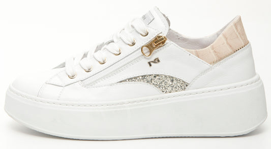 Art. E512910D-707 Sneakers en cuir et tissu technique pour femmes