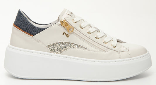 Art. E512910D-707 Sneakers en cuir et tissu technique pour femmes