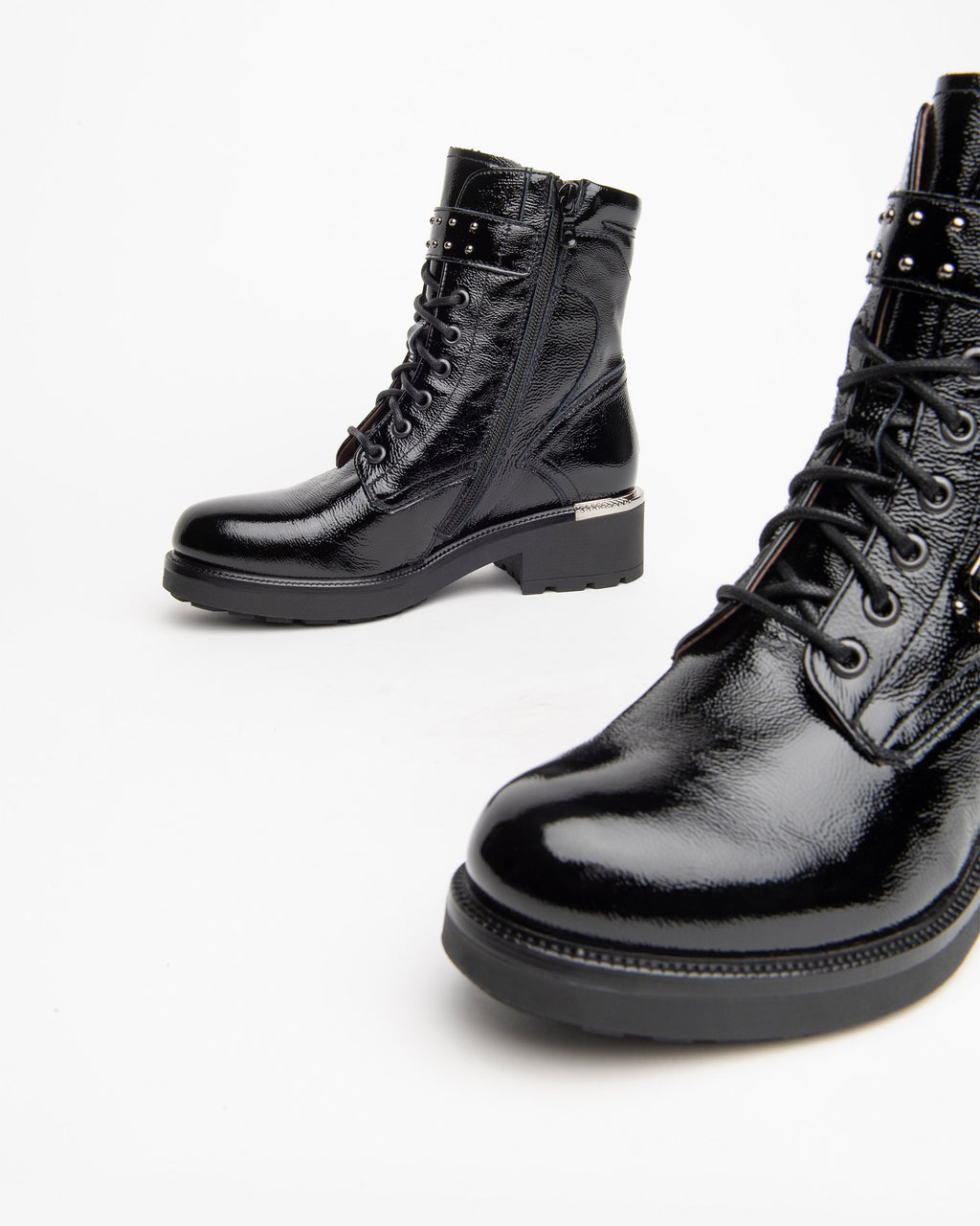 Art. I014222D 100 Women s Patent Combat Boots NeroGiardini Canada